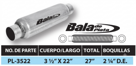 PL-3522 SIL.DEP.BALA DE PLATA 22" X 3 1/2"